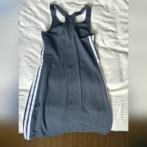 Adidas Black Racerback Dress with White Stripes - Picture 2 of 4